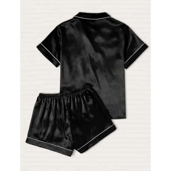 Black Satin Pajama Set - Size 12 - Picture 2 of 7